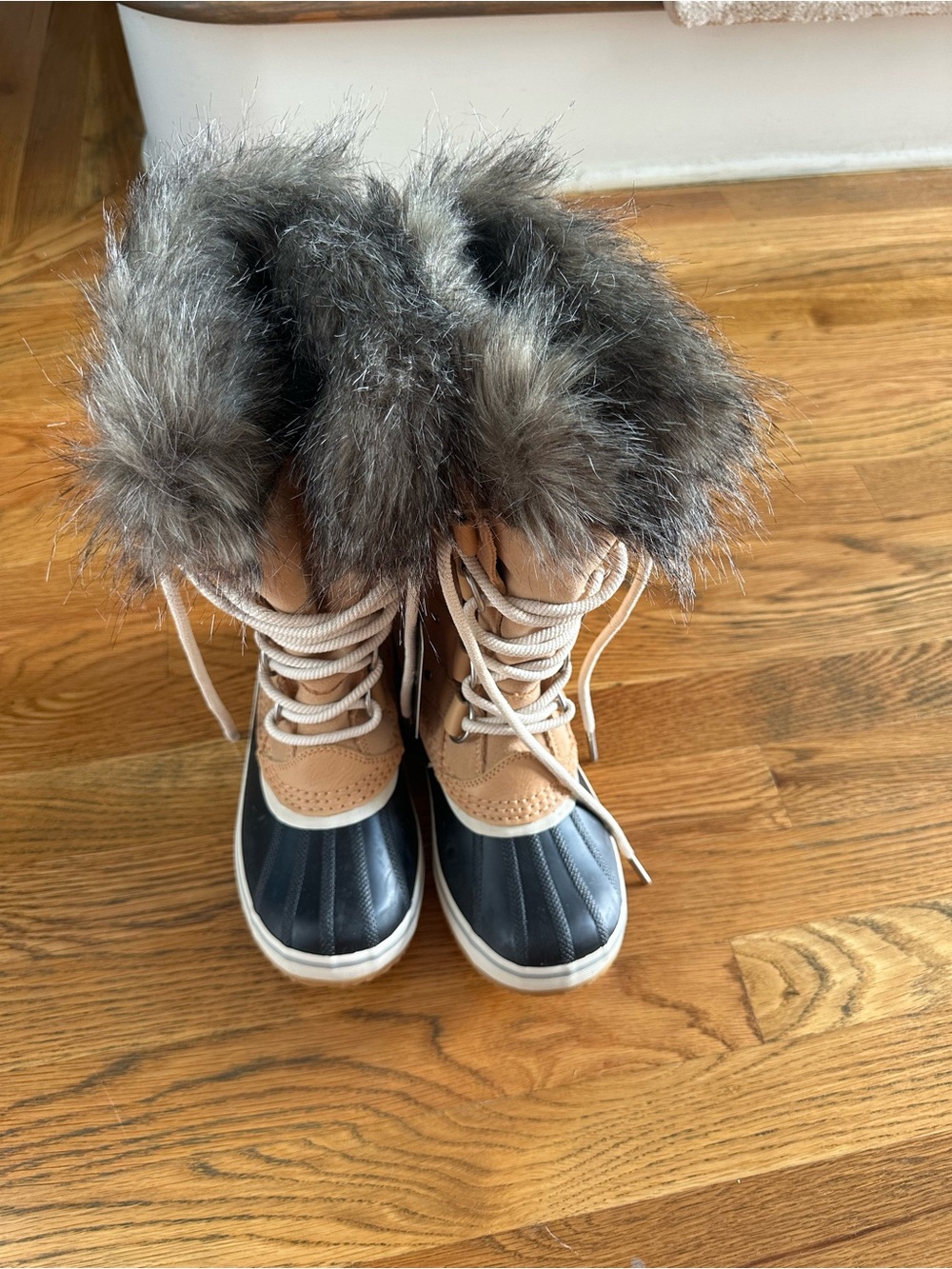 Sorel Tan and Black Faux-Fur Lined Winter Boots
